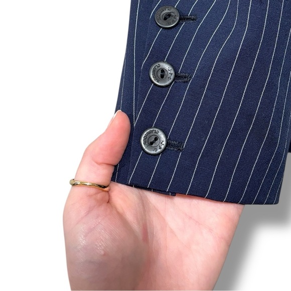 Jean Paul Gaultier Vintage 90s Navy Blue Pin-Striped Blazer with Red Lining - Picture 5 of 10